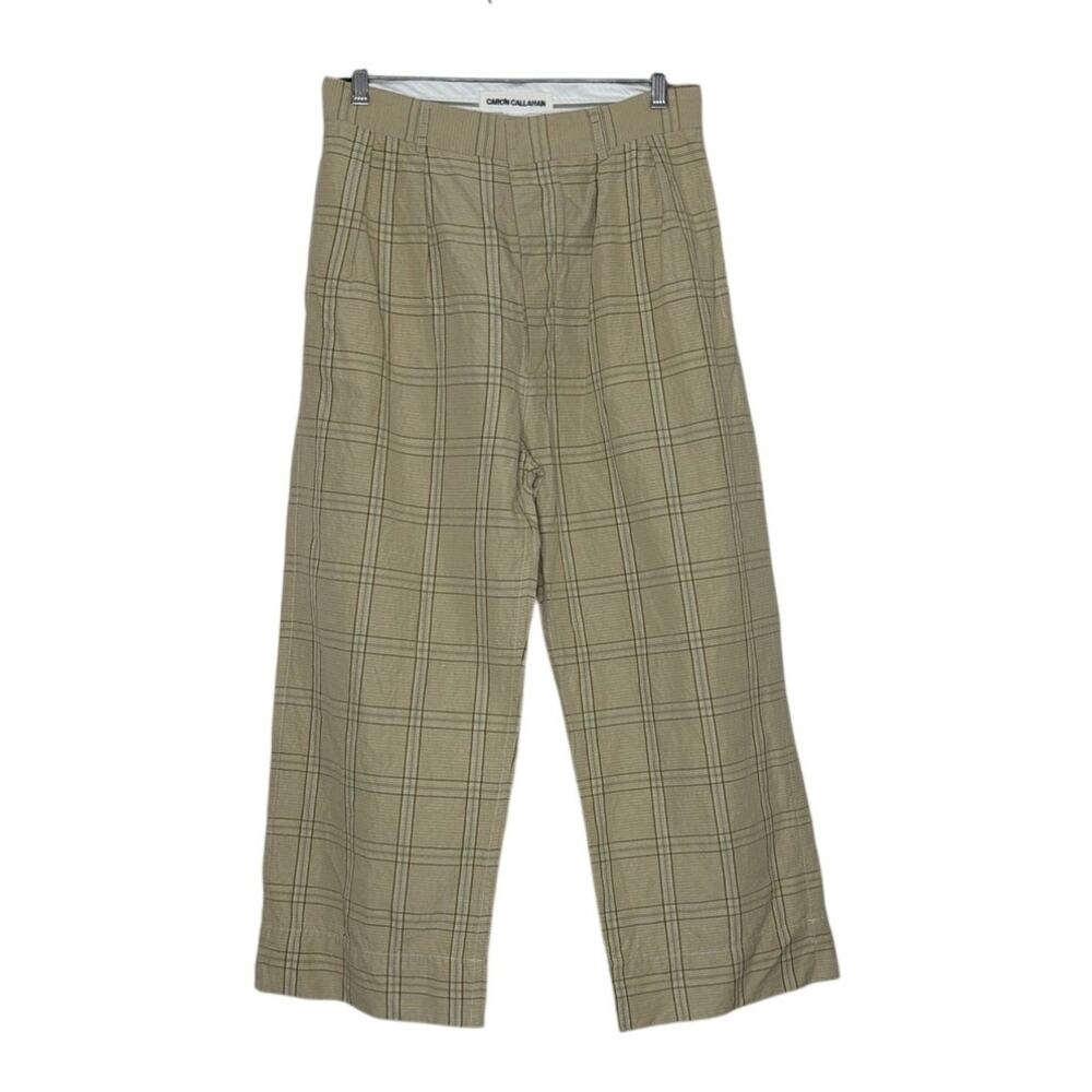 Caron Callahan Plaid High-Waisted Wide-Leg Pants Size 8